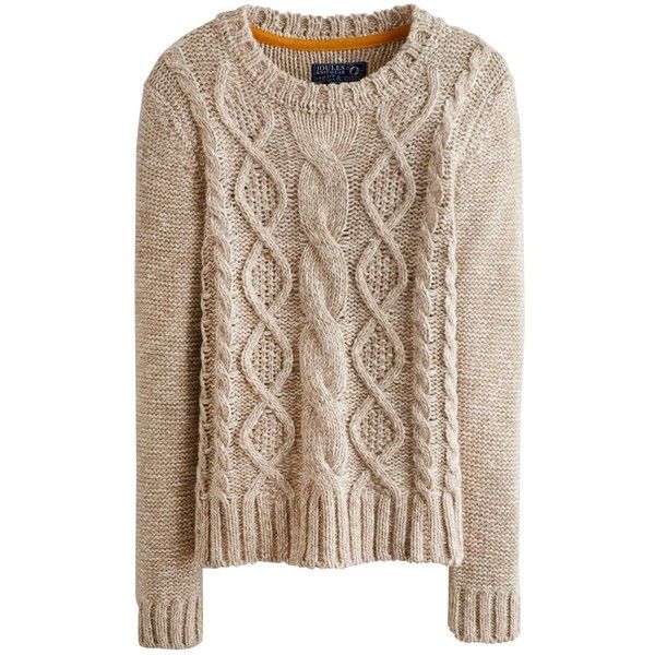 oatmeal marl avelyn womens round neck cable knit jumper | joules uk found  on UZAMLFW