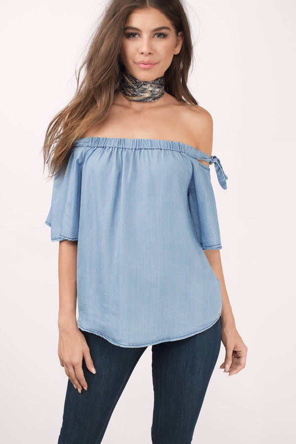 off the shoulder top look back black blouse QESXOLR