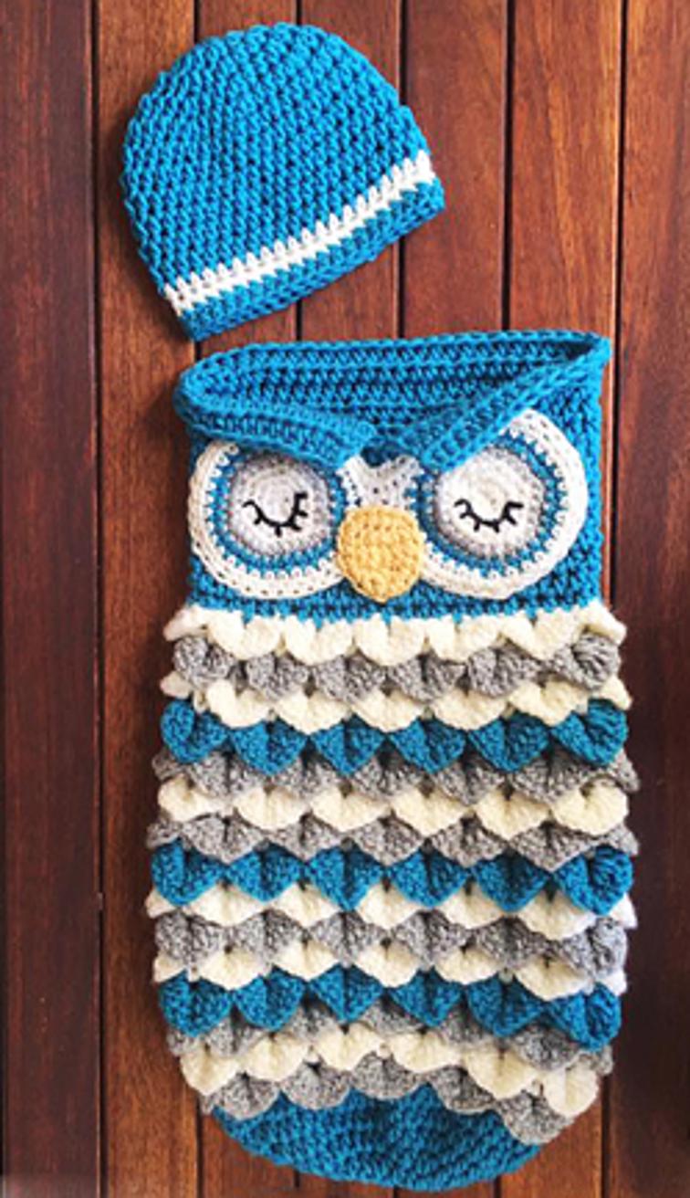 owl crochet baby cocoon set LJLZIMF