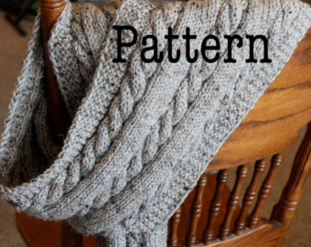 pdf knitting pattern for cabled scarf - cable knit scarf pattern MIEKJLM