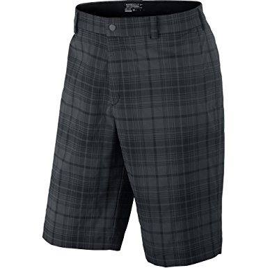 plaid shorts nike golf menu0027s plaid flat front shorts, black/night stadium, ... XLIBBTQ