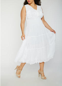 plus size white dress plus size smocked waist maxi dress - 0390056127021 AQIXEYZ