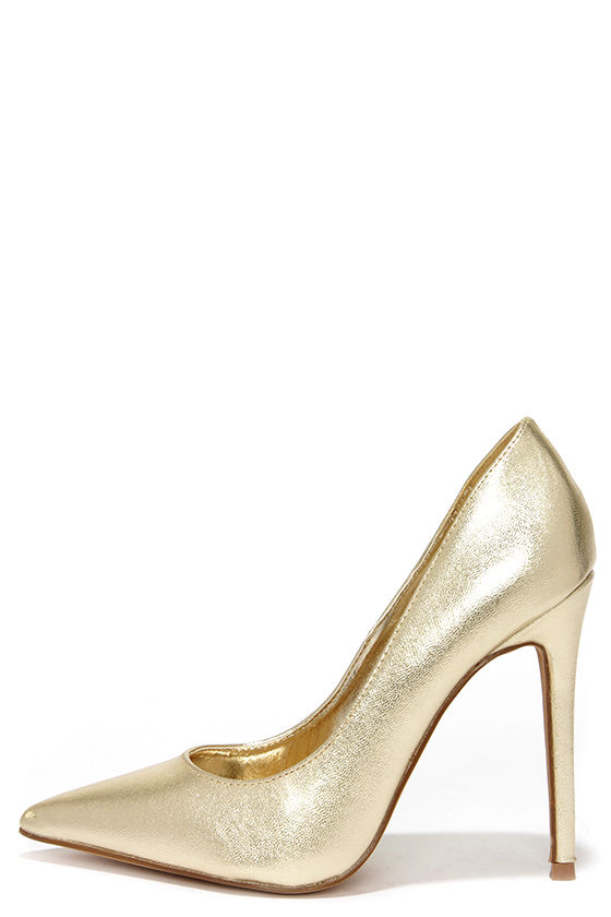 pretty gold pumps - pointed pumps - gold heels - $34.00 XCICRSR