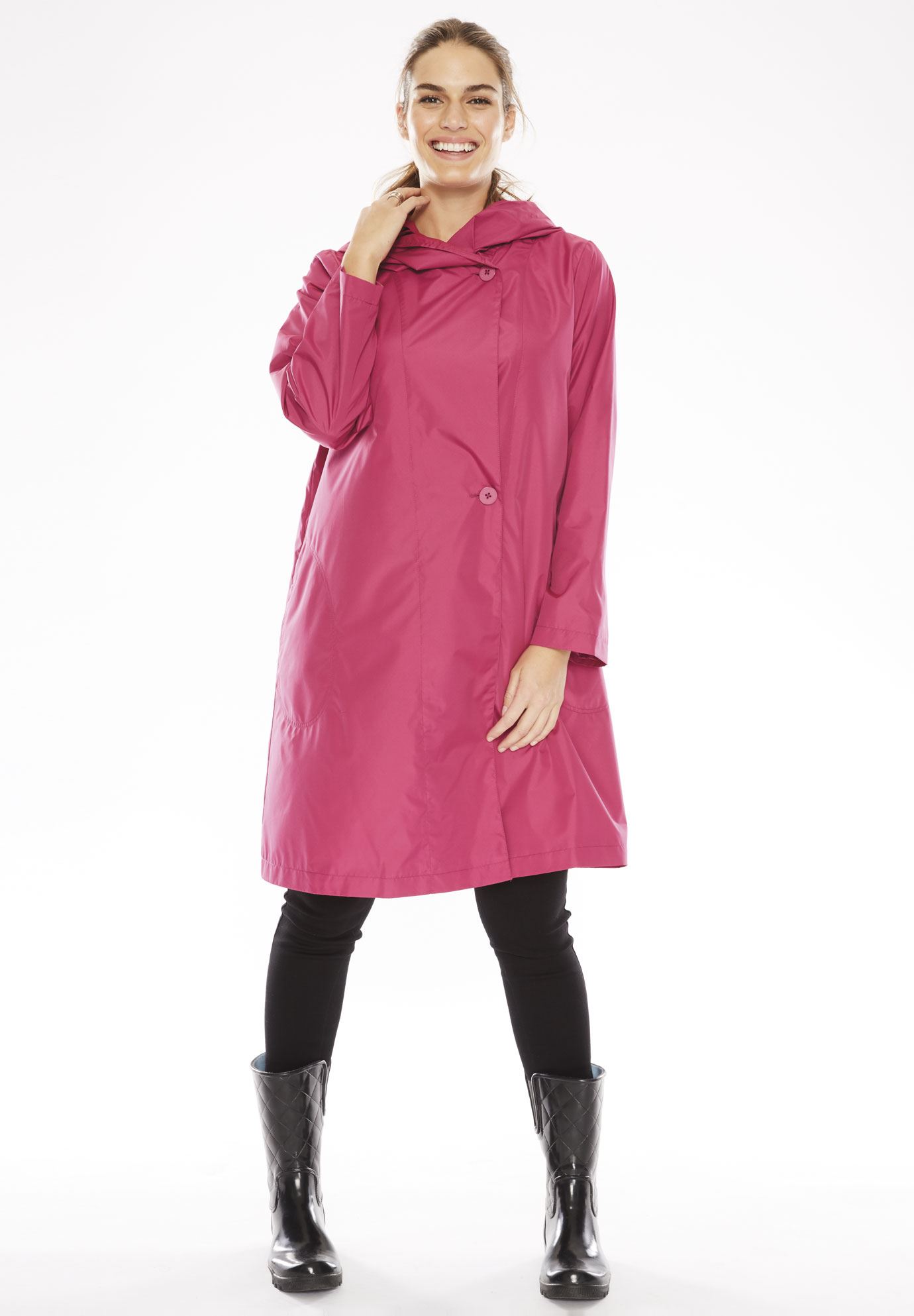 raincoats for women packable water-resistant hooded raincoat with zip bag TIAXSHY