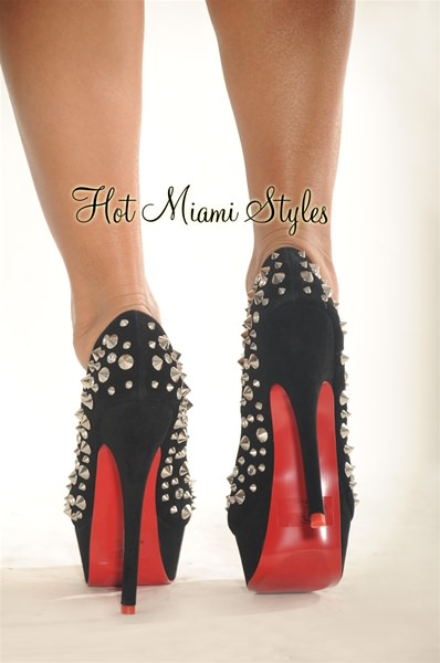 red bottom heels black silver studded high heel red bottom pumps UUJVQZR