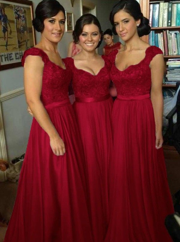 red bridesmaid dresses buy elegant v-neck floor length chiffon sleeveless red bridesmaid dress  bridesmaid dresses under us JJXXBAT