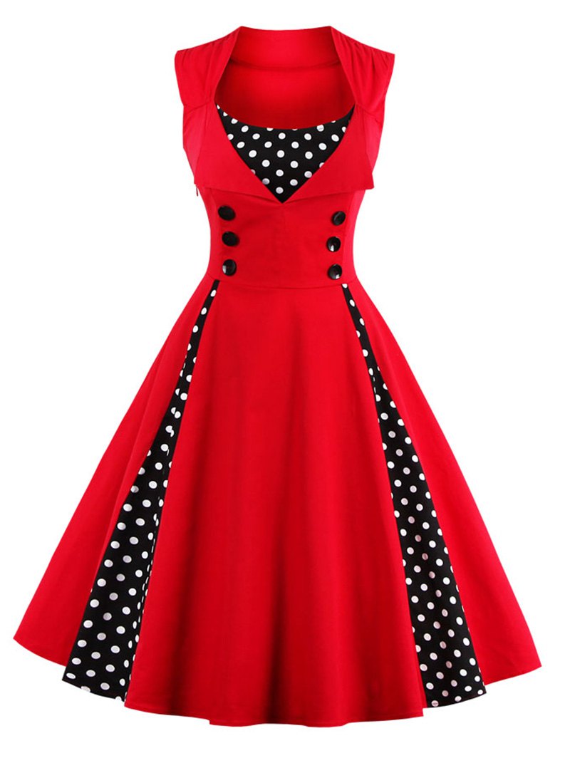 retro dresses midi polka dot prom rockabilly swing vintage prom dresses PJJVZVI