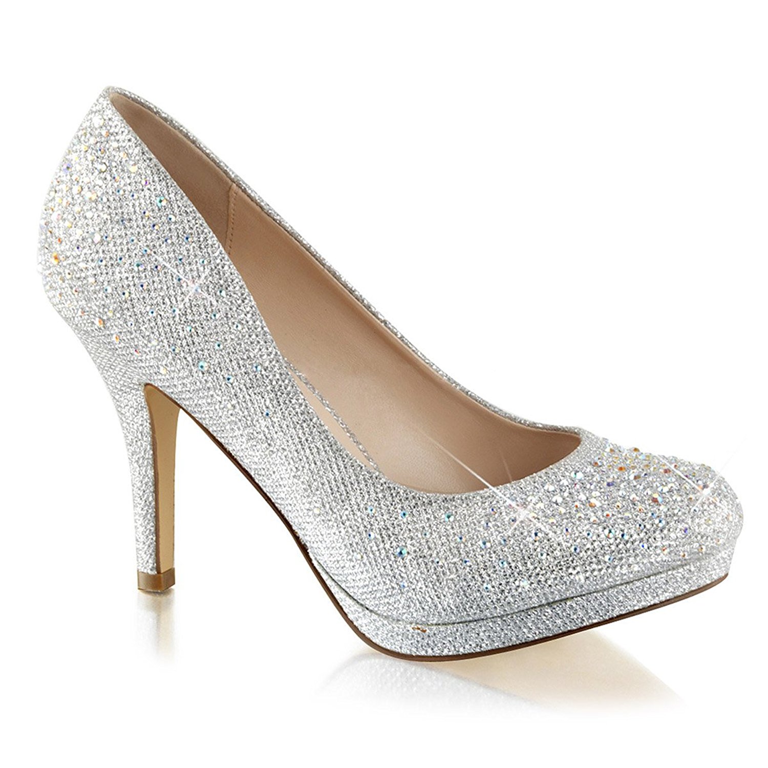 silver glitter heels amazon.com | womens silver rhinestone shoes glitter pumps sparkly high heels  3 1/2 inch FIJQHVJ