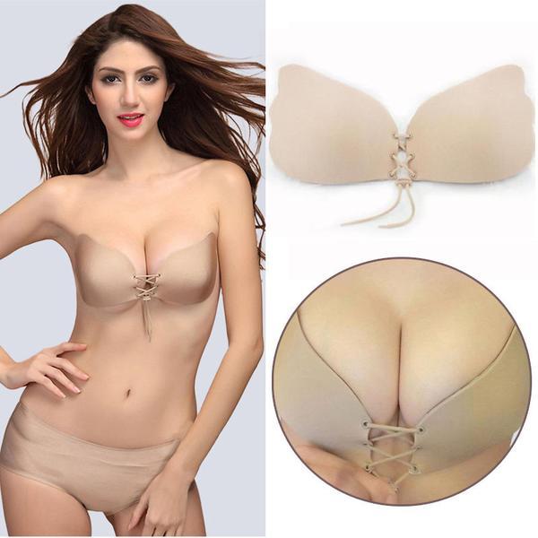 strapless backless bra push up silicone drawstring adjustable breast lift  bras SMUIITP