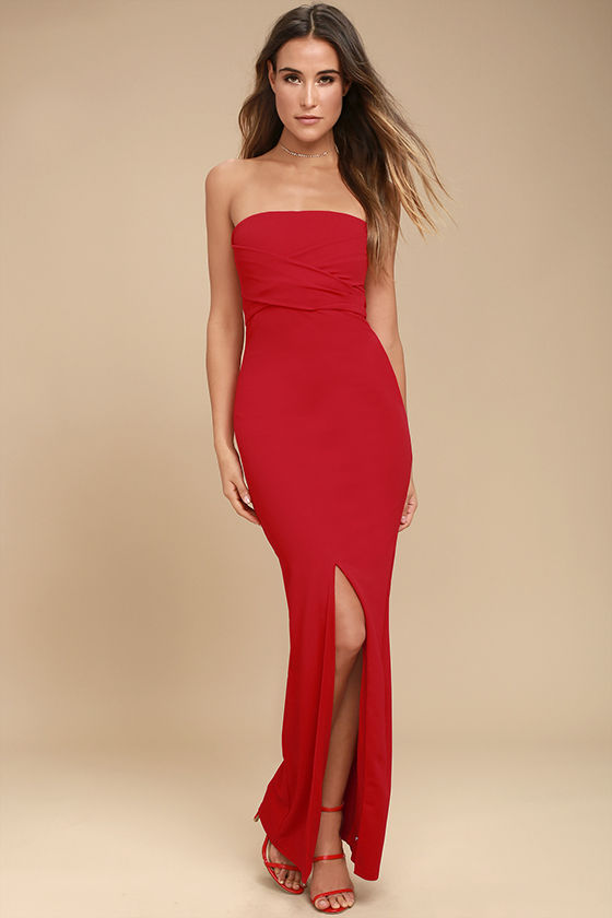strapless dress own the night red strapless maxi dress 1 JDVJSTV