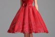 strapless tea length red cocktail dress party dress (x04135102) QCXRVUF