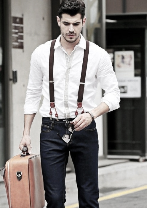 suspenders for men male how to wear suspenders with jeans outfits styles KBDVBDY