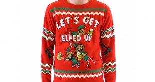 tacky christmas sweaters letu0027s get elfed up drunken elves ugly christmas sweater DGSNUQR