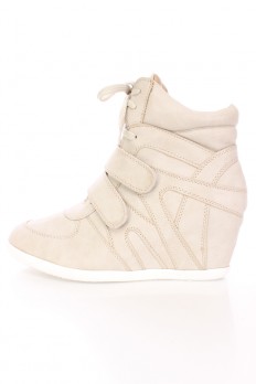 wedge sneaker light grey lace up strappy sneaker wedges faux leather LMOANRH