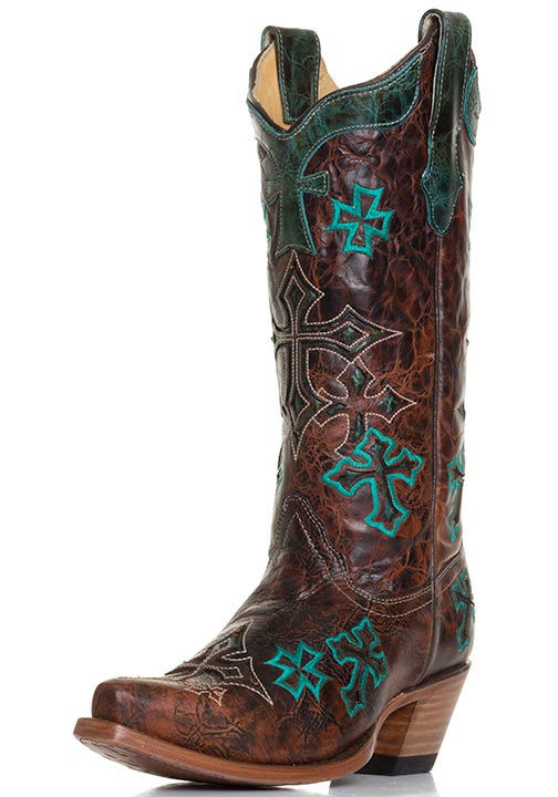 western boots for women corral womens marble cross embroidery western cowboy boots - whiskey  (closeout) TEHXUHC