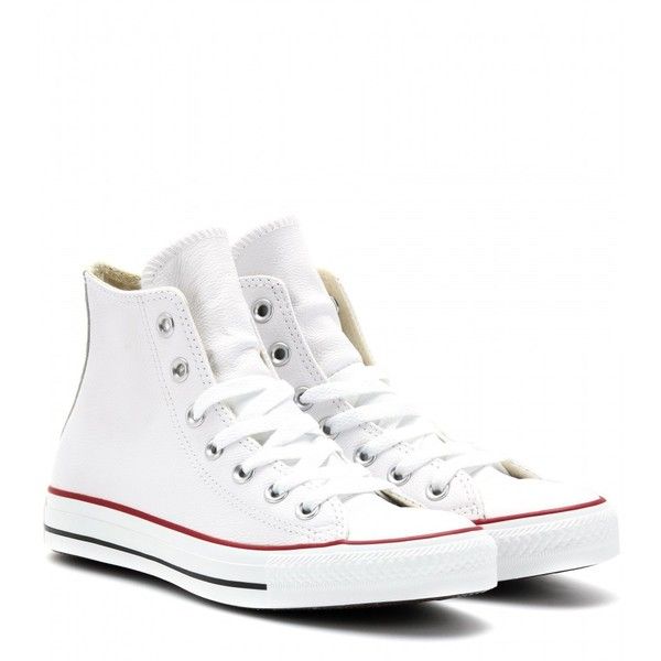 white high top converse converse chuck taylor all star leather high-top sneakers found on polyvore EYTSXSW