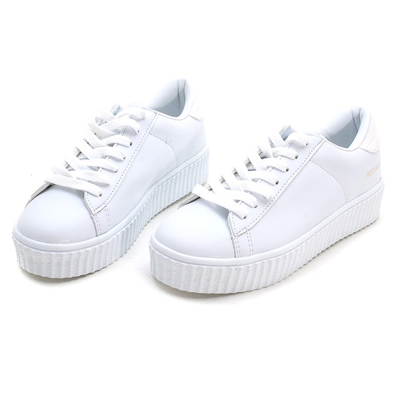 white platform sneakers womenu0027s synthetic leather featuring a lace ups chunky platform sneakers  white RKUZJXI