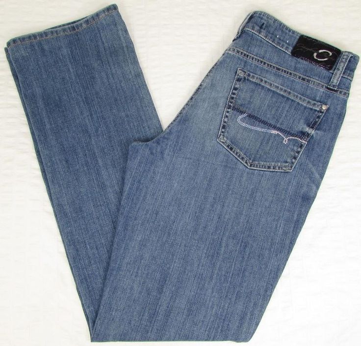 women cambio jeans straight leg mid rise faded light wash sz 30 x 33 euc ZSDPVHL