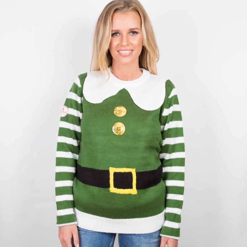 womens christmas jumpers funny elf christmas costume jumper; womenu0027s elf christmas costume jumper ... ZCUMYJU