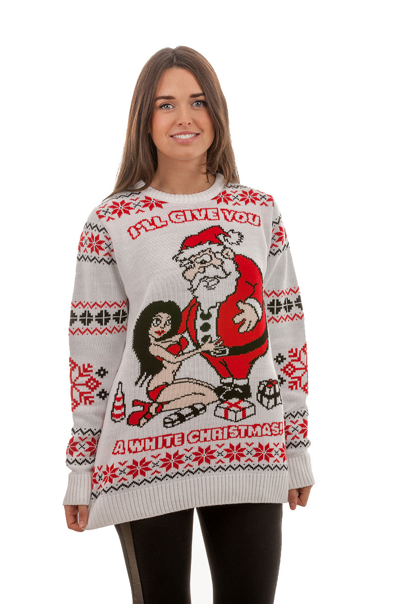 womens christmas jumpers ugly u0027white christmasu0027 sweater for women - front view ... YFPDAAW