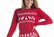 womens christmas jumpers ... women reindeer christmas jumper styled longsleeve tee. red reindeer  long sleeve top IDGYTFQ