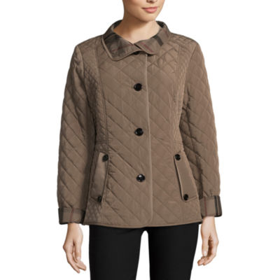 womens coat liz claiborne belted quilted jacket RWNJNFF