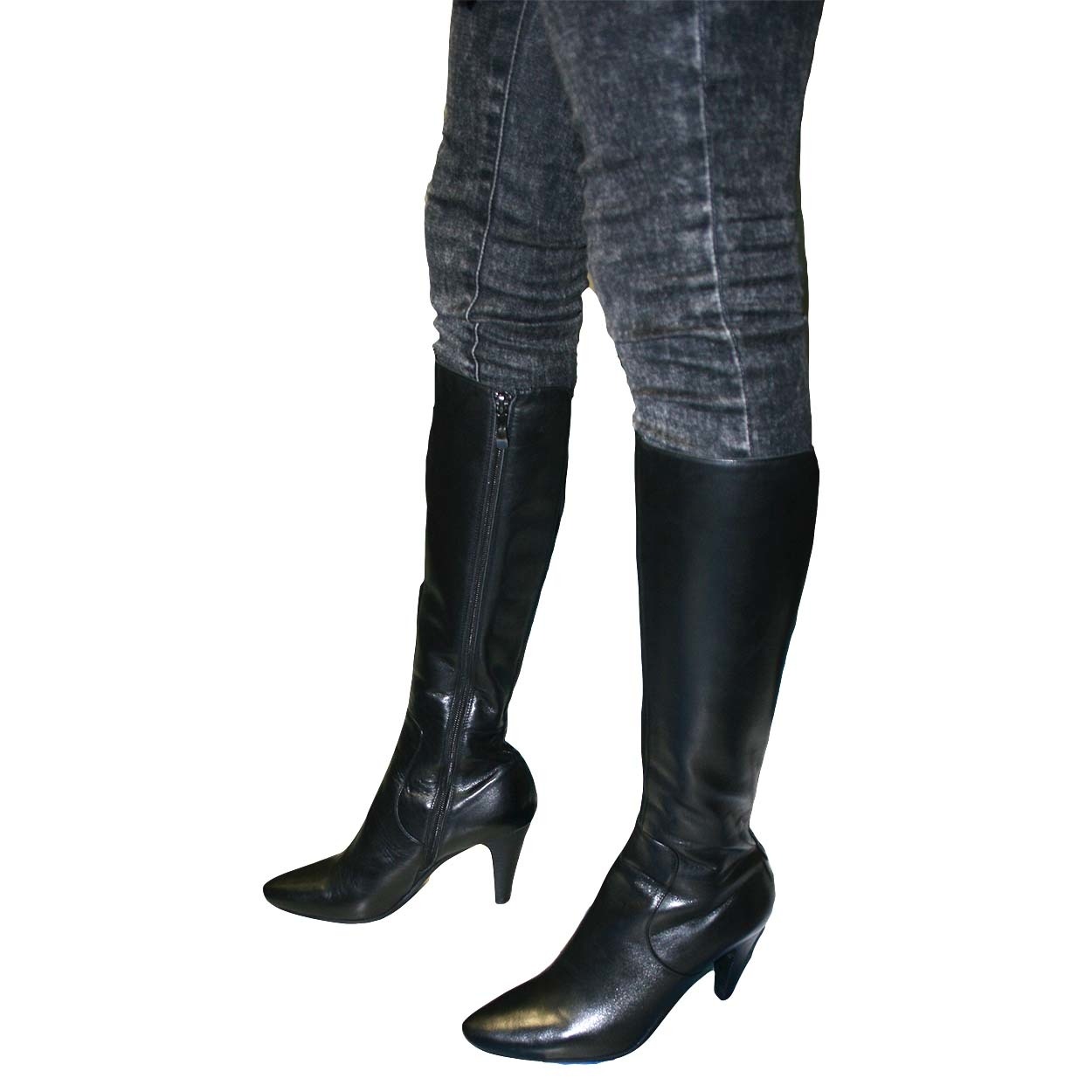 womens leather boots solemani womenu0027s paradise black leather boots narrow calf KNVGOCB
