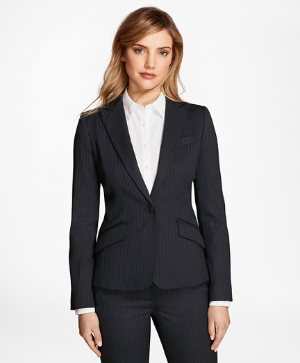 womens suit pinstripe stretch-wool jacket ZNVPMDL