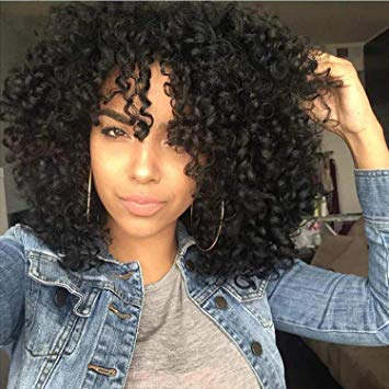 Amazon.com: AISI HAIR Curly Afro Wig with Bangs Shoulder Length Wig