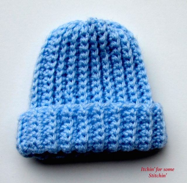 Basic Crochet Ribbed Baby Beanie Pattern - Itchin' for some Stitchin'