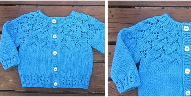 Lovely Lace Knitted Baby Cardigan [FREE Knitting Pattern]
