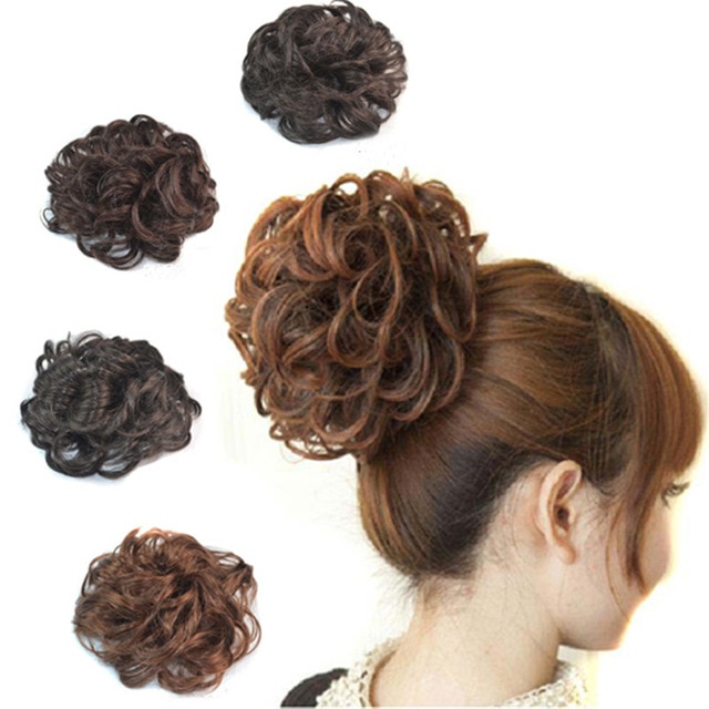 short curly synthetic hair chignon for beautiful women fluffy fake
