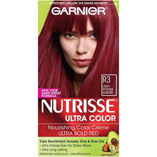 Garnier Nutrisse Ultra Color Nourishing Hair Color Creme, R3 Light Intense  Auburn (Packaging May Vary)