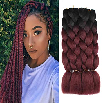 Amazon.com : 5 Pieces 2 Tone Ombre Braiding Hair Crochet Braids
