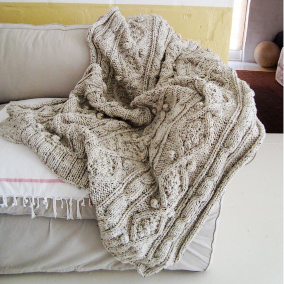 KNITTING PATTERN for chunky cable knit throw | Etsy