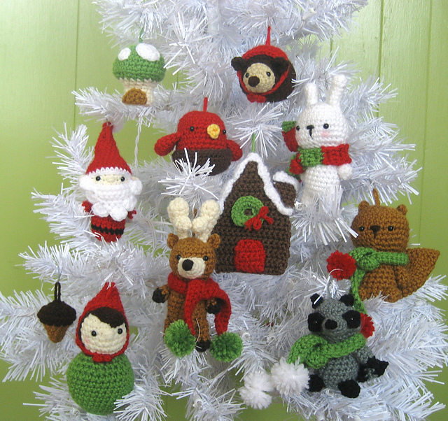 Woodland Christmas Ornament Crochet Pattern Set pattern by Amy Gaines