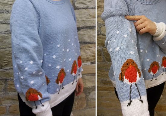 Free knitting pattern for a Christmas jumper knitted in Patons