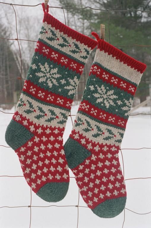 Holly Christmas Stocking Knitted