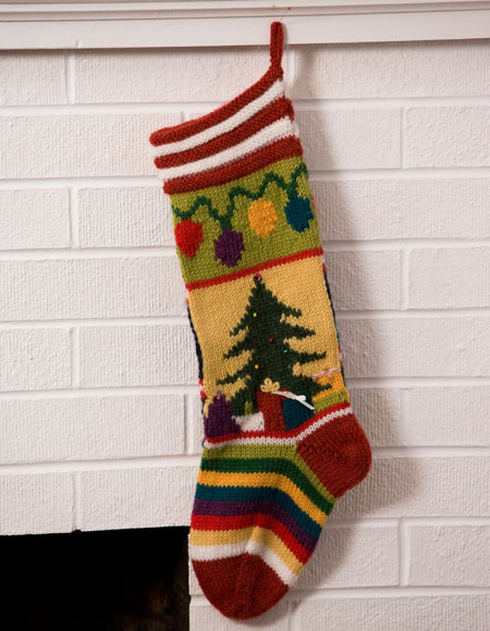 Mix-It-Up Christmas Intarsia Stocking Pattern - Knitting Patterns