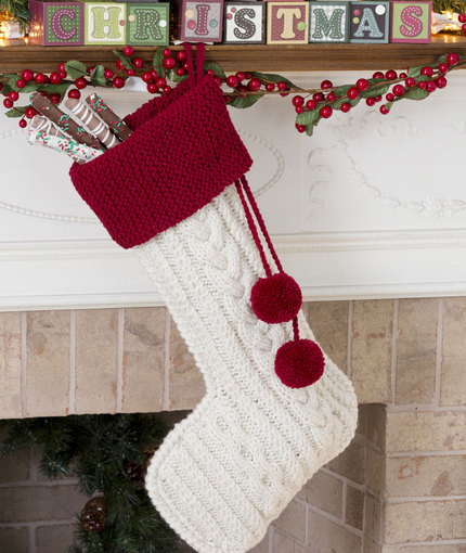 Knit Cable Stocking | Red Heart