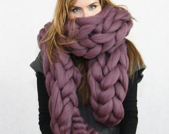 Chunky knit scarf | Etsy