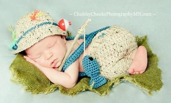 Baby Fishing Outfit | Fishing | Crochet baby, Newborn crochet, Baby