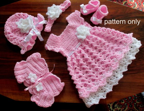 Baby dress set Crochet Pattern crochet baby dress shrug hat | Etsy