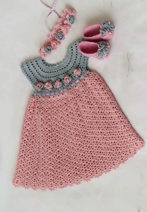 See that beautiful dress for girls. pink. crochet yarn. | Crochet