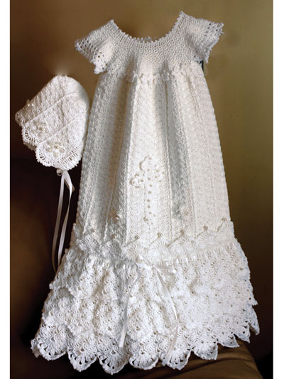 Pineapple Lace Christening Gown Crochet Pattern
