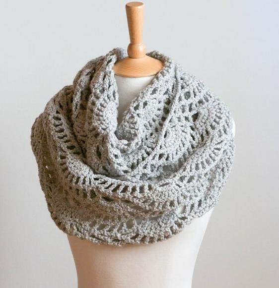 CROCHET PATTERN instant download - Lacy Grey Cowl - gray intricate