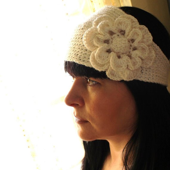 PATTERN - Crochet Pattern Headband/Headwrap With Flower Mesh Photo