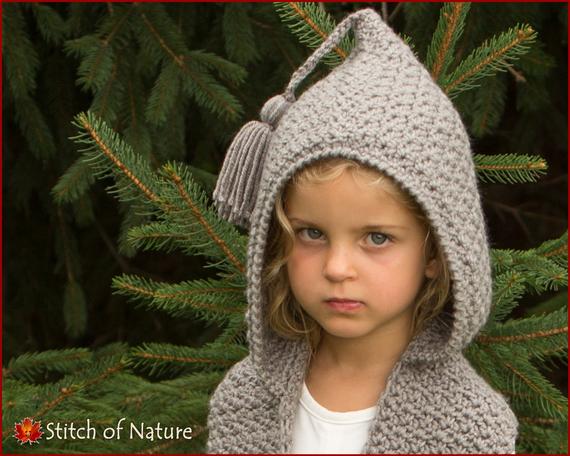 Crochet PATTERN The Elwood Hooded Scarf Toddler to Adult | Etsy