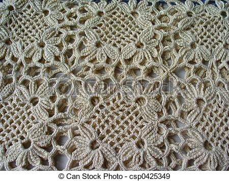 Crochet lace. Pattern of vintage crocheted lace in an ecru color.