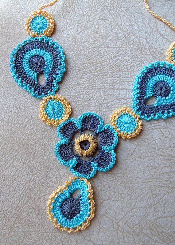 Crochet Necklace Collar Pattern Flower Necklace Pattern Boho Jewelry
